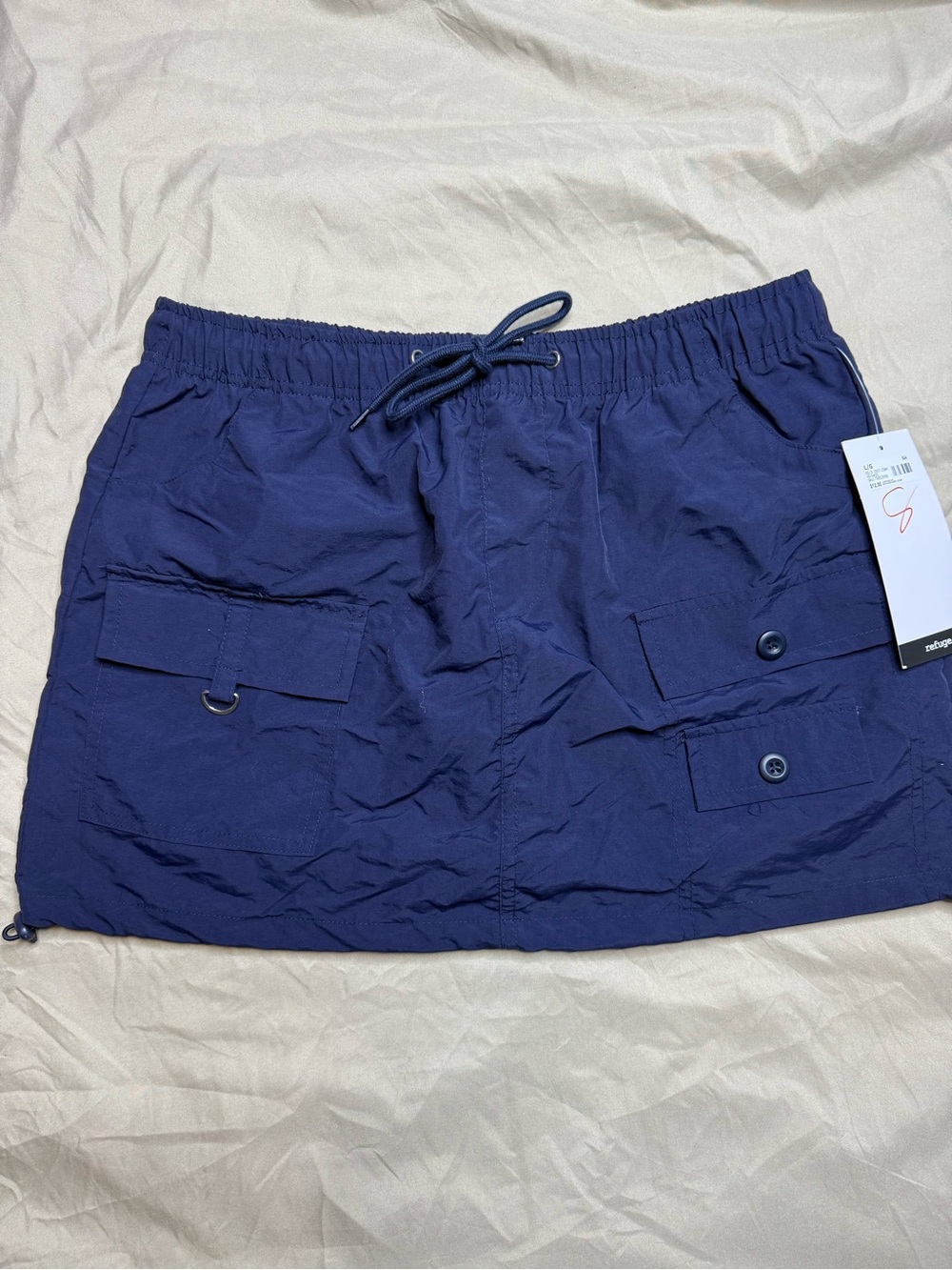 NWT Refuge Navy Utility Cargo Mini Skirt Women's Large